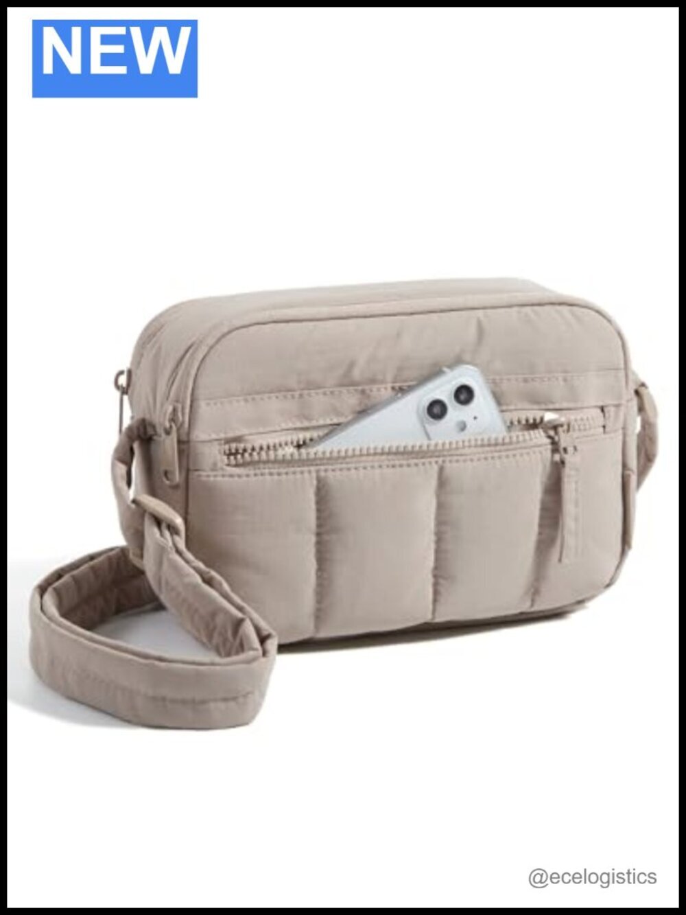 Puffy Crossbody Bag with RFID Blocking Slots, Lightweight Nylon Travel Purse